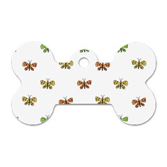 Butterfly Cartoon Drawing Motif  Pattern Dog Tag Bone (two Sides) by dflcprintsclothing