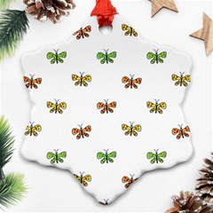 Butterfly Cartoon Drawing Motif  Pattern Snowflake Ornament (two Sides) by dflcprintsclothing