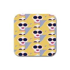 Fashion Faces Rubber Square Coaster (4 pack) 