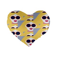 Fashion Faces Standard 16  Premium Heart Shape Cushions by Sparkle