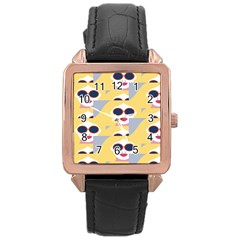 Fashion Faces Rose Gold Leather Watch 