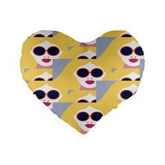 Fashion Faces Standard 16  Premium Flano Heart Shape Cushions