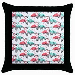 Music Flamingo Throw Pillow Case (black) by Sparkle