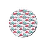 Music Flamingo Rubber Round Coaster (4 pack)  Front