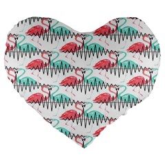 Music Flamingo Large 19  Premium Heart Shape Cushions by Sparkle