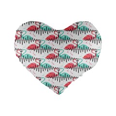 Music Flamingo Standard 16  Premium Flano Heart Shape Cushions by Sparkle