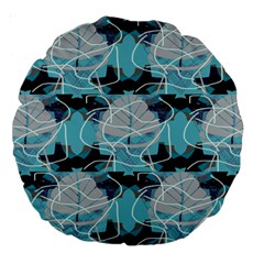 Digital Waves Large 18  Premium Round Cushions by Sparkle