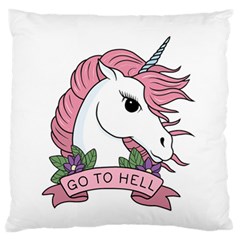 Go To Hell Large Flano Cushion Case (one Side) by Valentinaart