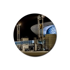 Montevideo Airport Night Scene, Uruguay Rubber Coaster (round)  by dflcprintsclothing