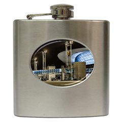 Montevideo Airport Night Scene, Uruguay Hip Flask (6 Oz) by dflcprintsclothing