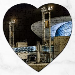 Montevideo Airport Night Scene, Uruguay Jigsaw Puzzle (heart) by dflcprintsclothing