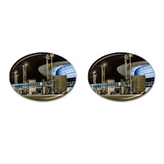 Montevideo Airport Night Scene, Uruguay Cufflinks (oval) by dflcprintsclothing