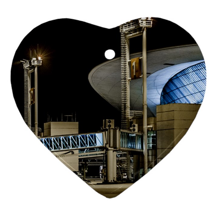 Montevideo Airport Night Scene, Uruguay Heart Ornament (Two Sides)