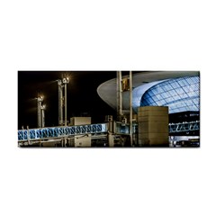 Montevideo Airport Night Scene, Uruguay Hand Towel by dflcprintsclothing