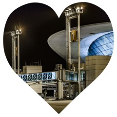 Montevideo Airport Night Scene, Uruguay Wooden Puzzle Heart by dflcprintsclothing