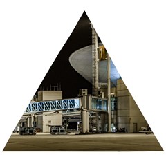 Montevideo Airport Night Scene, Uruguay Wooden Puzzle Triangle