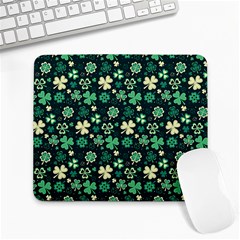 Shamrock Pattern Pink Blue Metallic Pattern Large Mousepads by designsbymallika