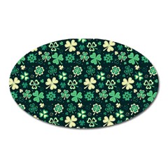 Shamrock Pattern Pink Blue Metallic Pattern Oval Magnet by designsbymallika