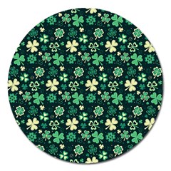 Shamrock Pattern Pink Blue Metallic Pattern Magnet 5  (round) by designsbymallika