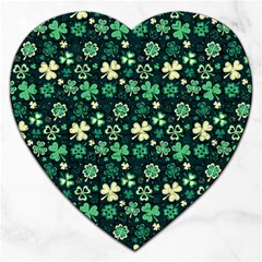 Shamrock Pattern Pink Blue Metallic Pattern Jigsaw Puzzle (heart) by designsbymallika