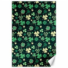 Shamrock Pattern Pink Blue Metallic Pattern Canvas 24  X 36  by designsbymallika