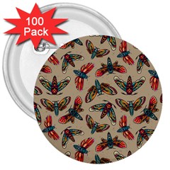 Dragonfly Pattern 3  Buttons (100 Pack)  by designsbymallika