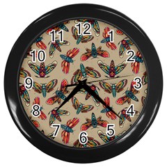 Dragonfly Pattern Wall Clock (black) by designsbymallika