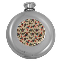 Dragonfly Pattern Round Hip Flask (5 Oz) by designsbymallika