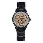 Dragonfly Pattern Stainless Steel Round Watch Front