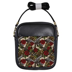 Hustle Hard Dragonfly Pattern Girls Sling Bag by designsbymallika