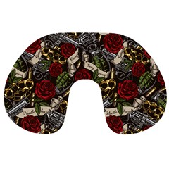 Hustle Hard Dragonfly Pattern Travel Neck Pillow by designsbymallika