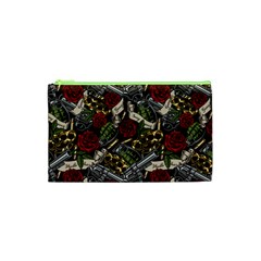 Hustle Hard Dragonfly Pattern Cosmetic Bag (xs) by designsbymallika