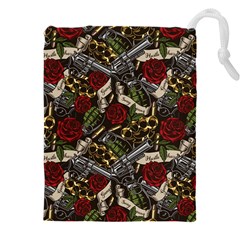 Hustle Hard Dragonfly Pattern Drawstring Pouch (4xl) by designsbymallika