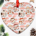 Menaki Cat Pattern Ornament (Heart) Front