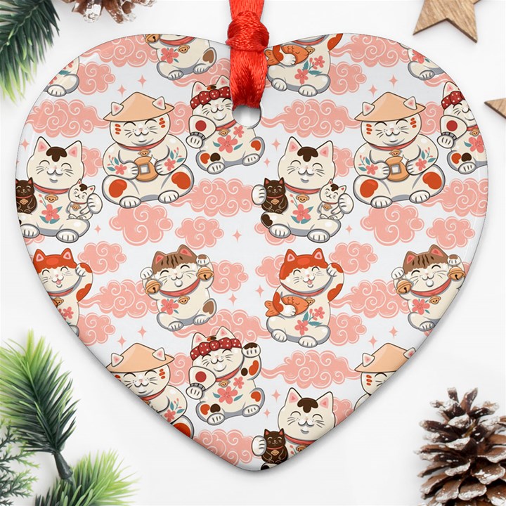 Menaki Cat Pattern Ornament (Heart)