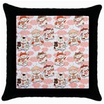 Menaki Cat Pattern Throw Pillow Case (Black) Front