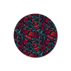 Strangled In Love Rubber Round Coaster (4 Pack)  by designsbymallika