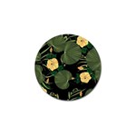 Tropical vintage yellow hibiscus floral green leaves seamless pattern black background. Golf Ball Marker (10 pack) Front