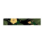 Tropical vintage yellow hibiscus floral green leaves seamless pattern black background. Flano Scarf (Mini) Front