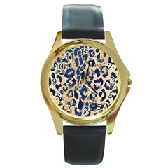 Leopard Skin  Round Gold Metal Watch by Sobalvarro