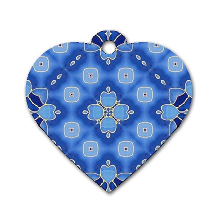 Ornate blue Dog Tag Heart (Two Sides)