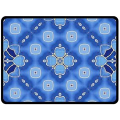 Ornate blue Fleece Blanket (Large) 