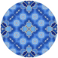 Ornate blue Wooden Puzzle Round