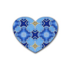 Blue Ornate Rubber Coaster (heart)  by Dazzleway