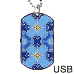 Blue Ornate Dog Tag Usb Flash (two Sides) by Dazzleway