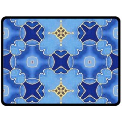 Blue Ornate Double Sided Fleece Blanket (large)  by Dazzleway