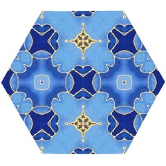 Blue Ornate Wooden Puzzle Hexagon by Dazzleway