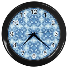 Blue Pattern Wall Clock (black) by Dazzleway