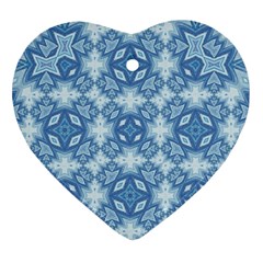 Blue Pattern Heart Ornament (two Sides)