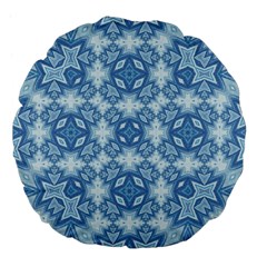 Blue Pattern Large 18  Premium Flano Round Cushions by Dazzleway